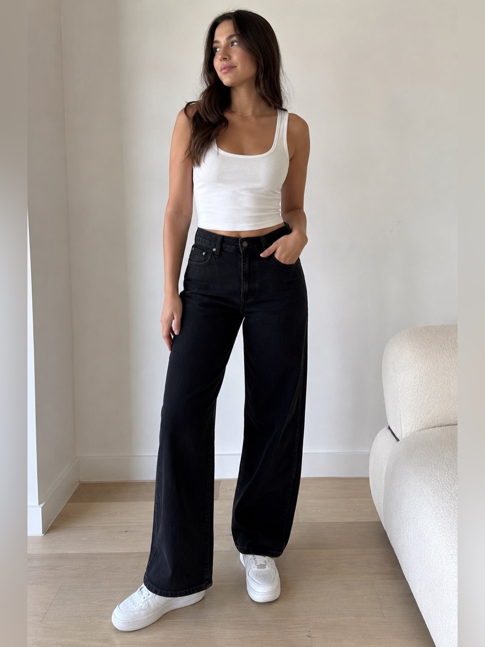 Madewell High Rise Wide Leg Black Jeans Women’s Size 24 Dark Wash Casual